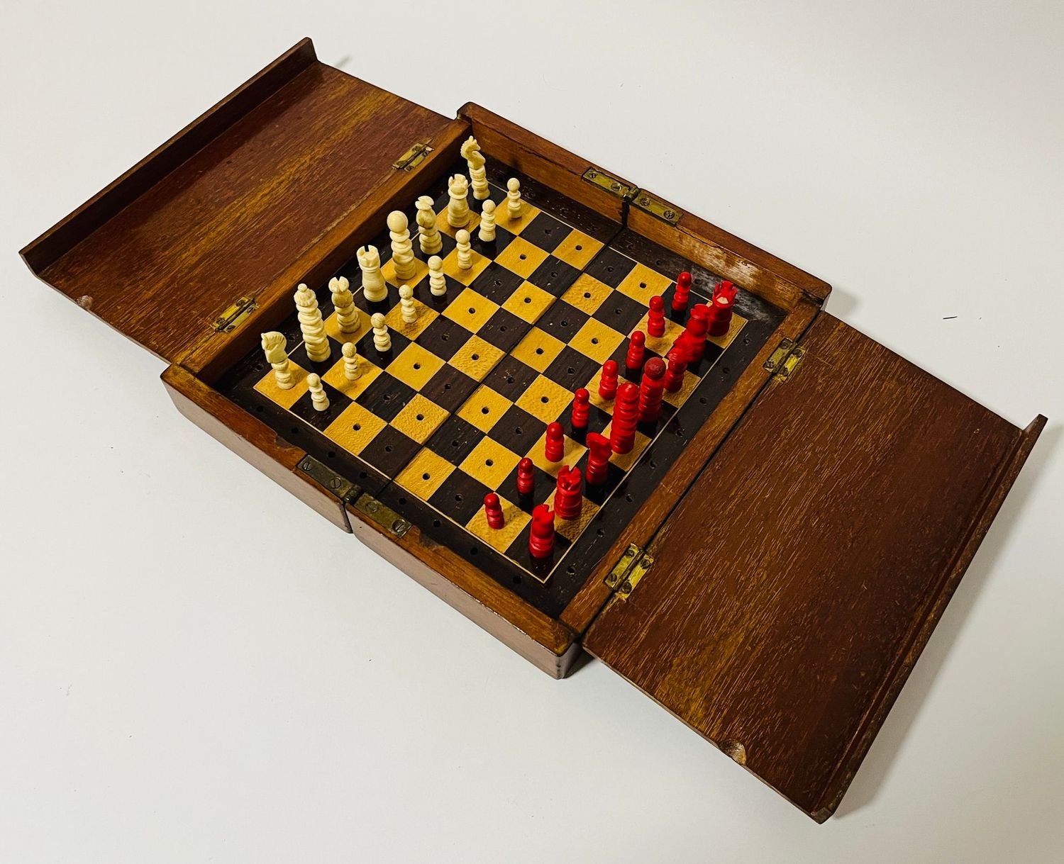 Antique Bone Travelling Chess Set