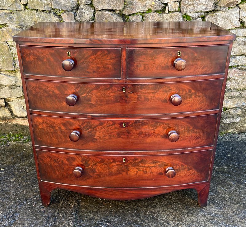 Regency Mahogany Bow Front Chest of Drawers