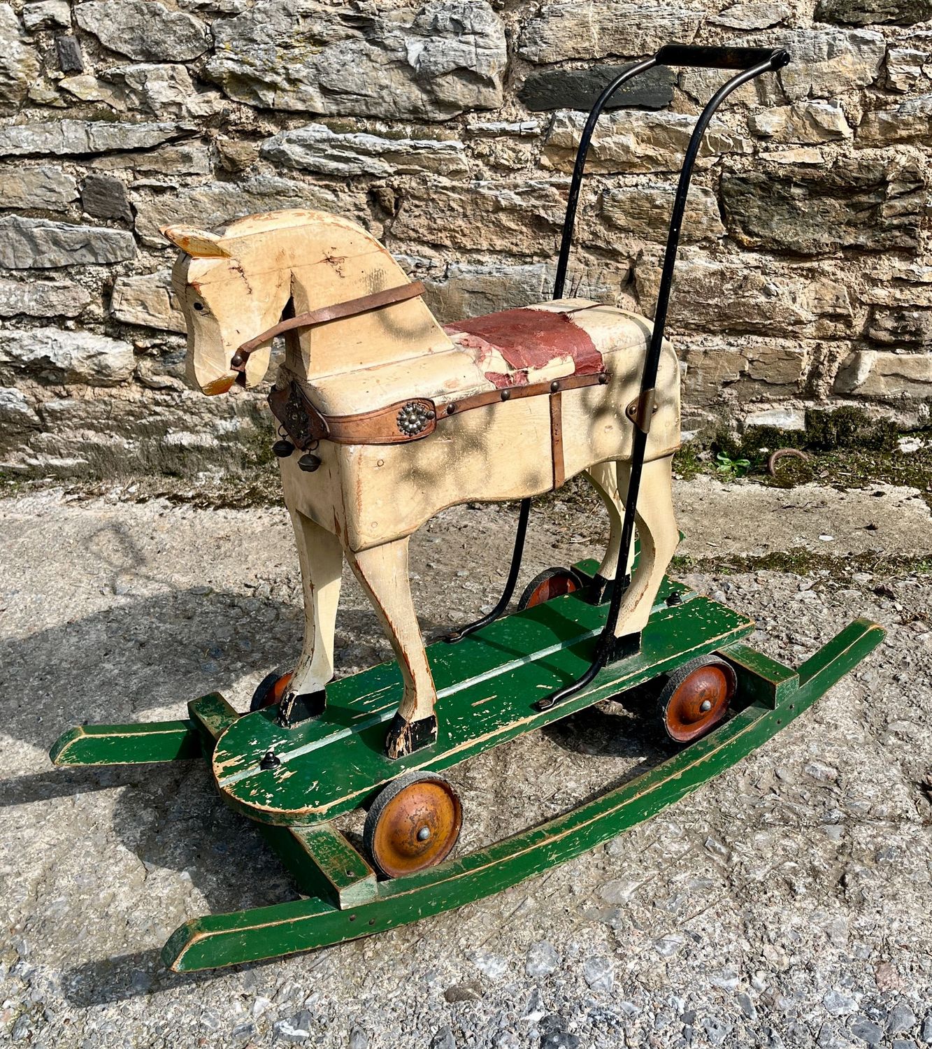 Antique Push Along Rocking Horse Toy