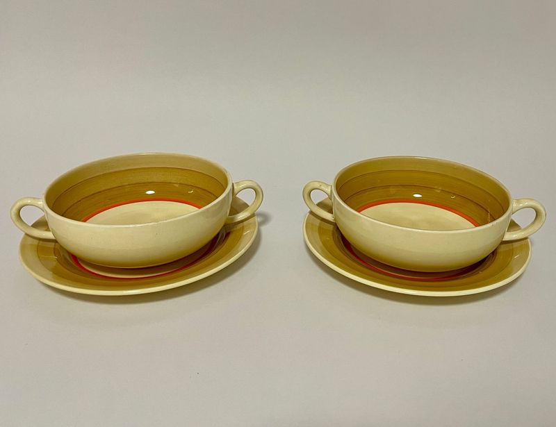 Pair of Clarice Cliff Soup Bowls