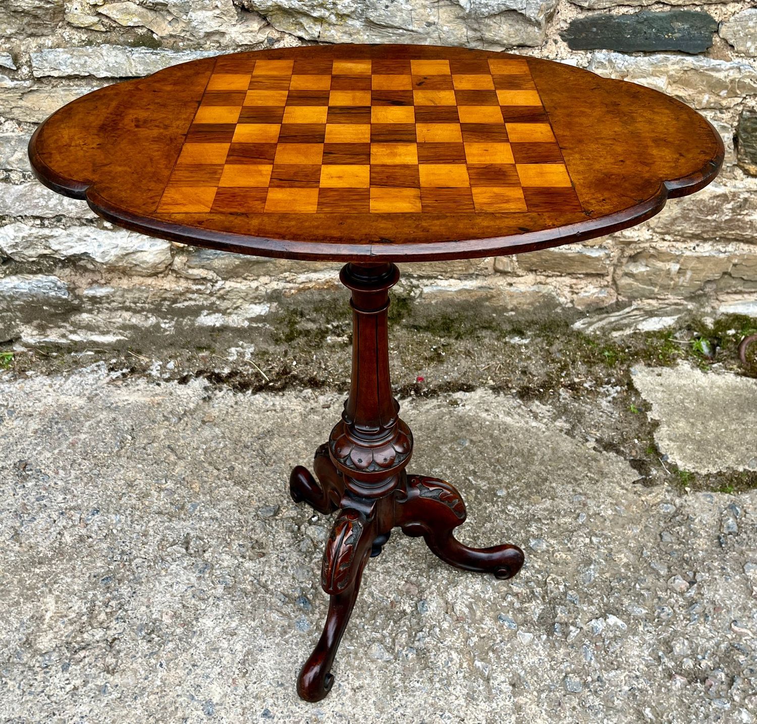 Victorian Walnut Chess Table