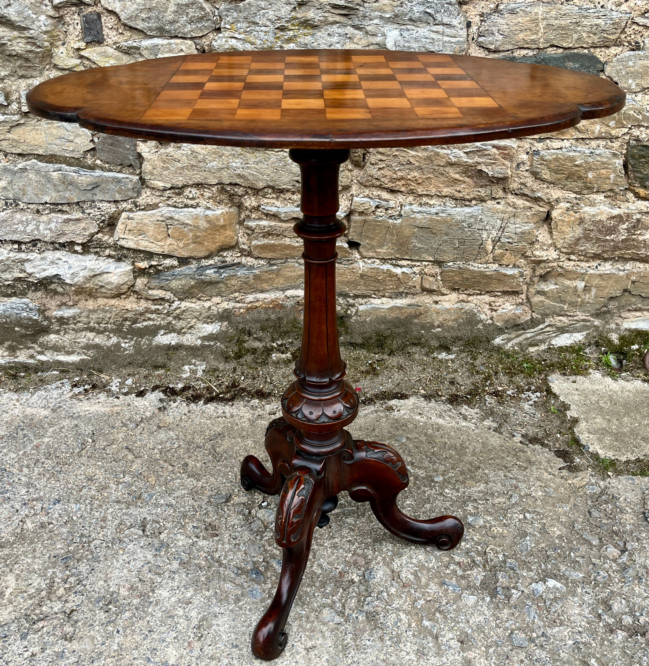 Victorian Walnut Chess Table