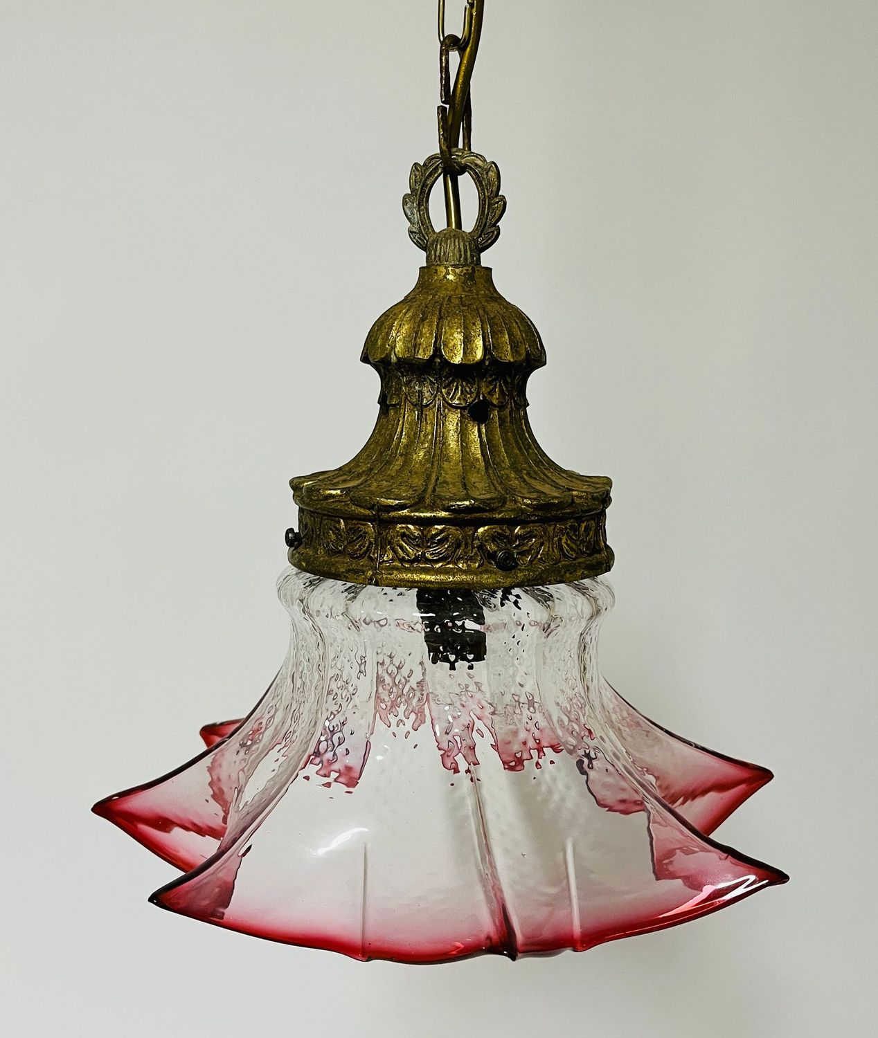 Antique Cranberry Glass Pendant