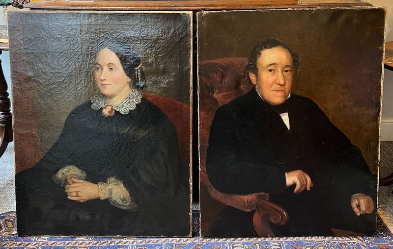 Pair of Victorian Oil on Canvas Portraits