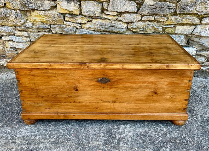 Large Antique Stripped Pine Blanket Box