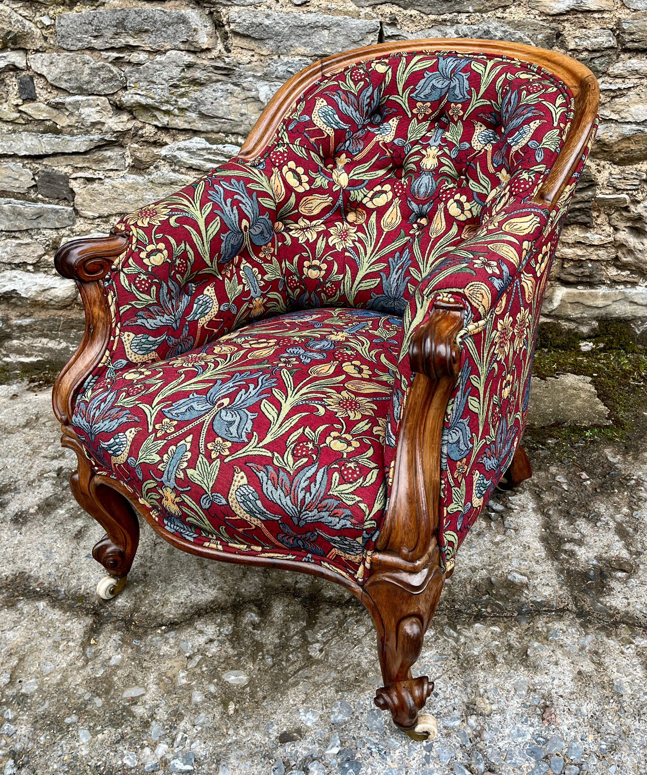 Victorian Rosewood Framed Armchair