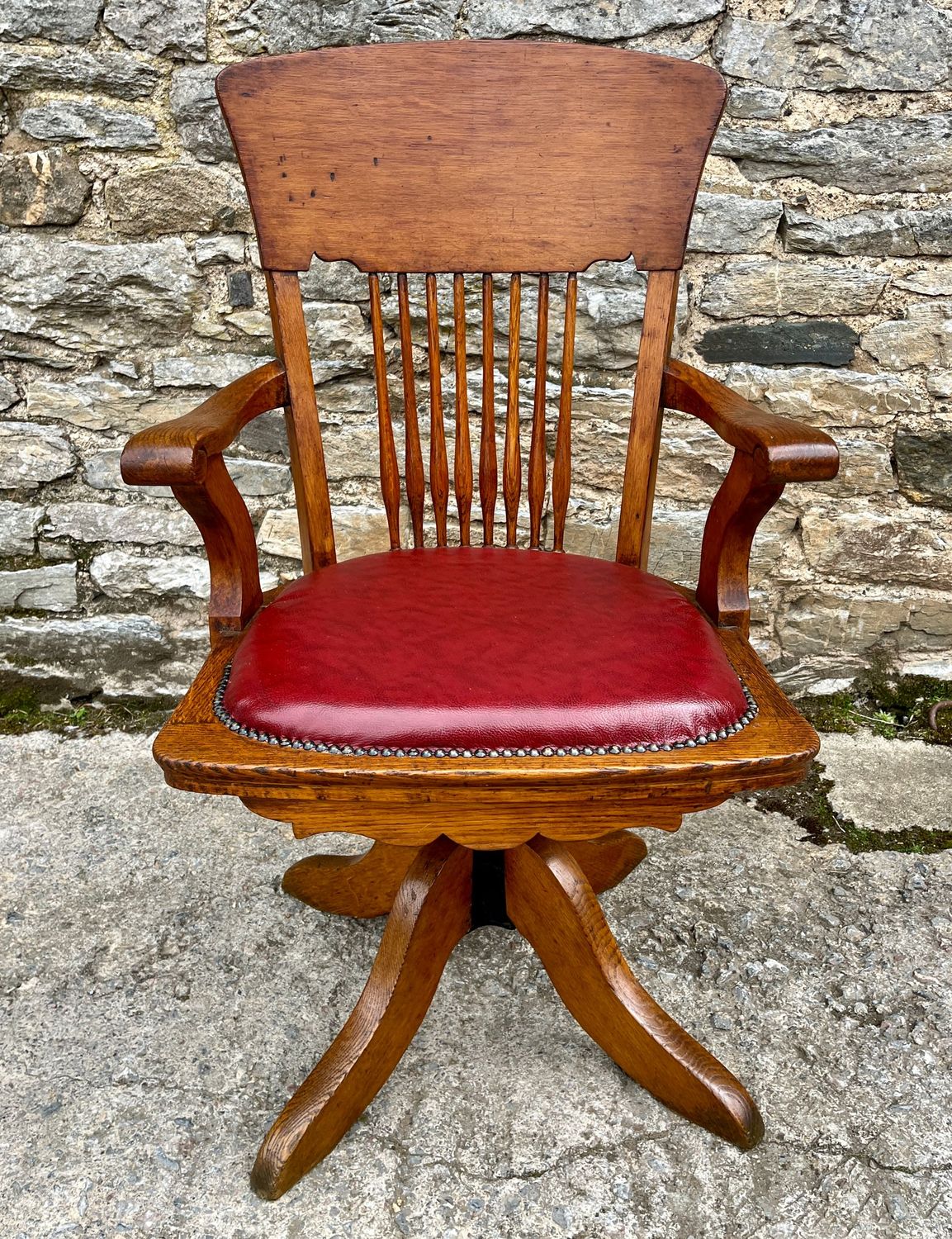 Edwardian Oak Swivel and Tilt Desk Chair