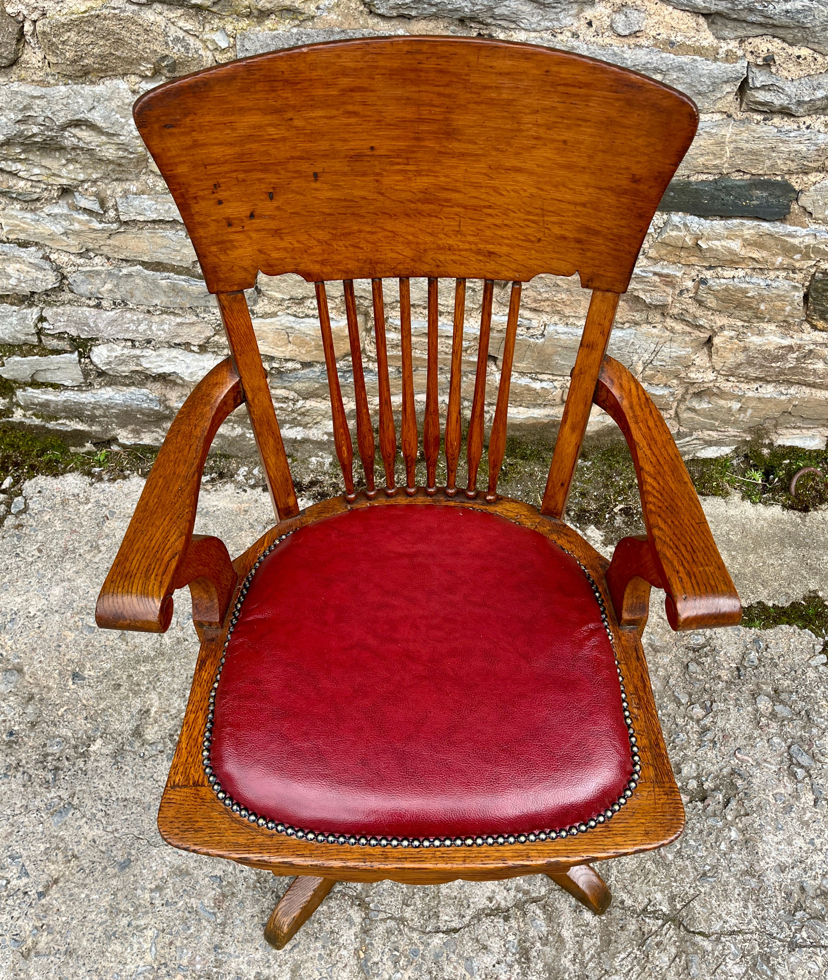 Edwardian Oak Swivel and Tilt Desk Chair
