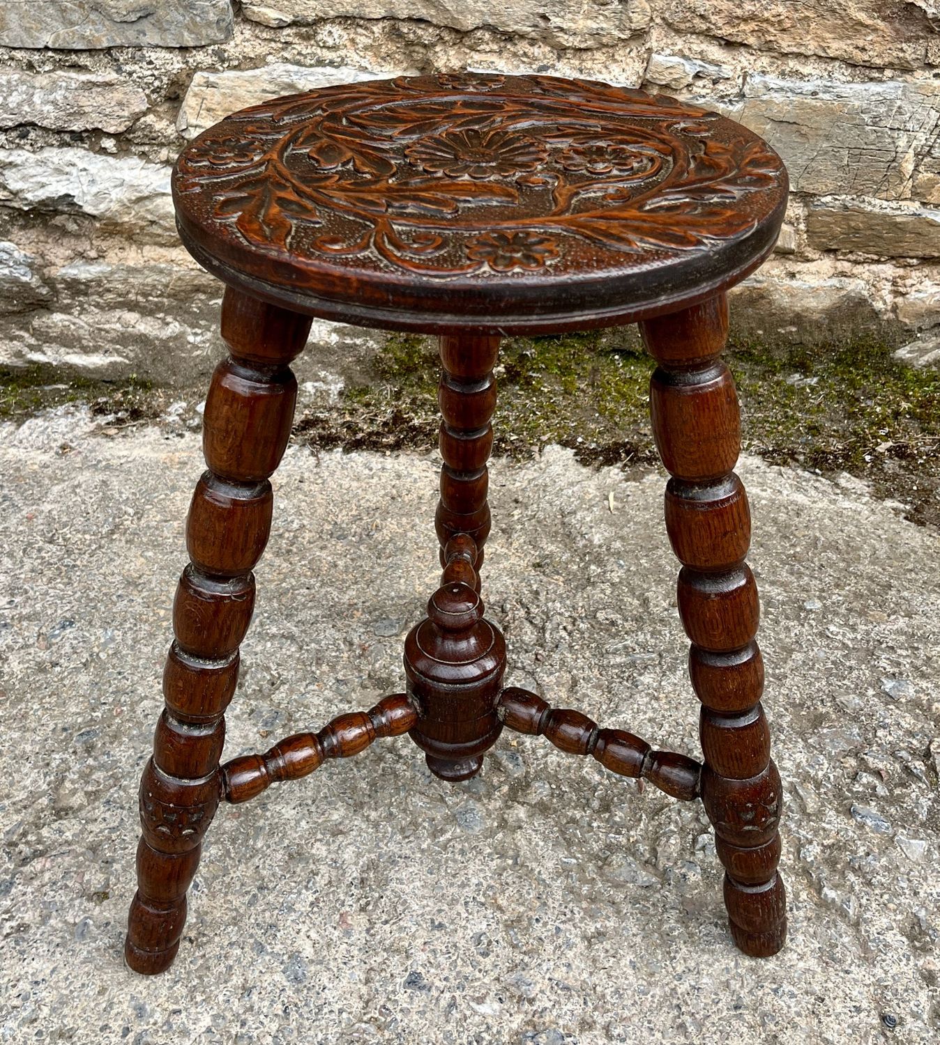 Small ​Antique Oak Bobbin Turned Table