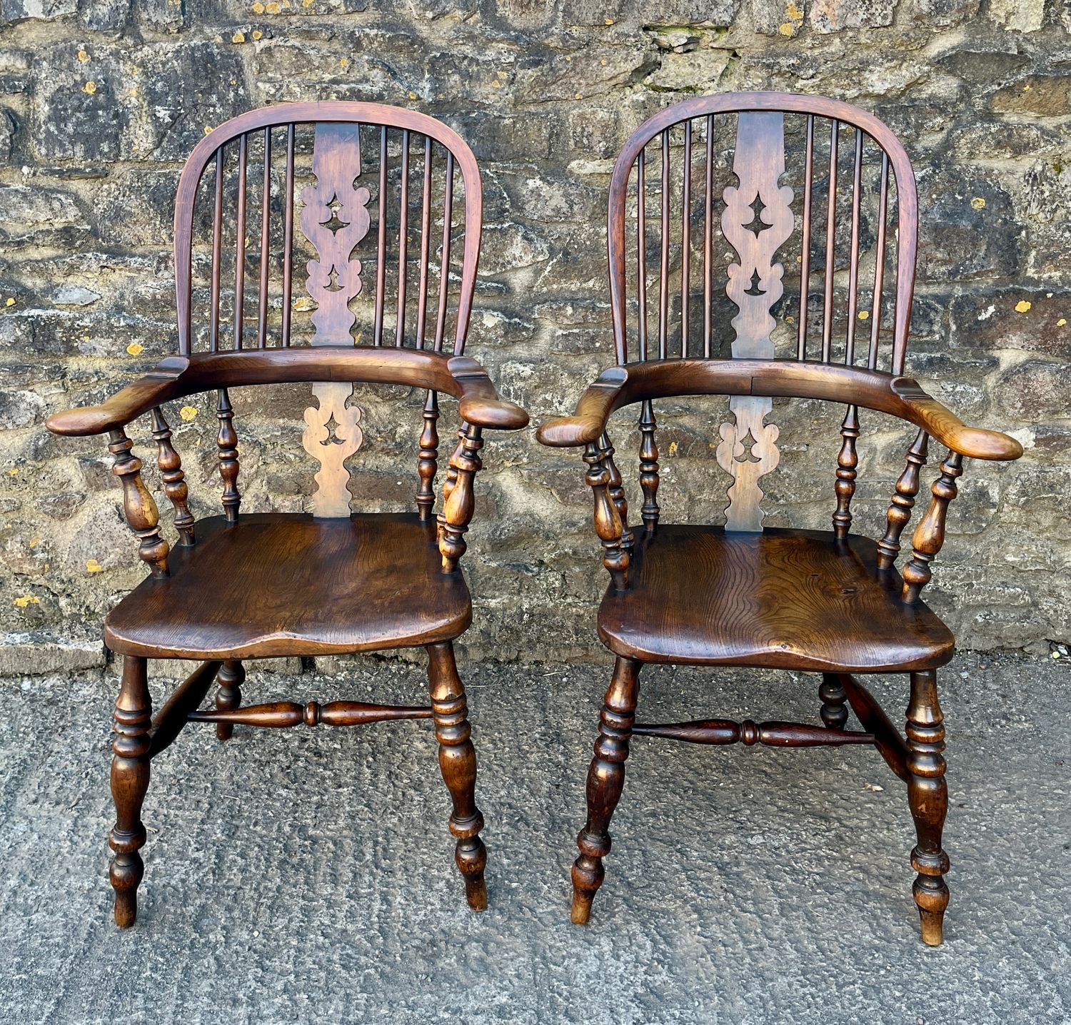 Pair of Antique Broad Arm Windsor Chairs