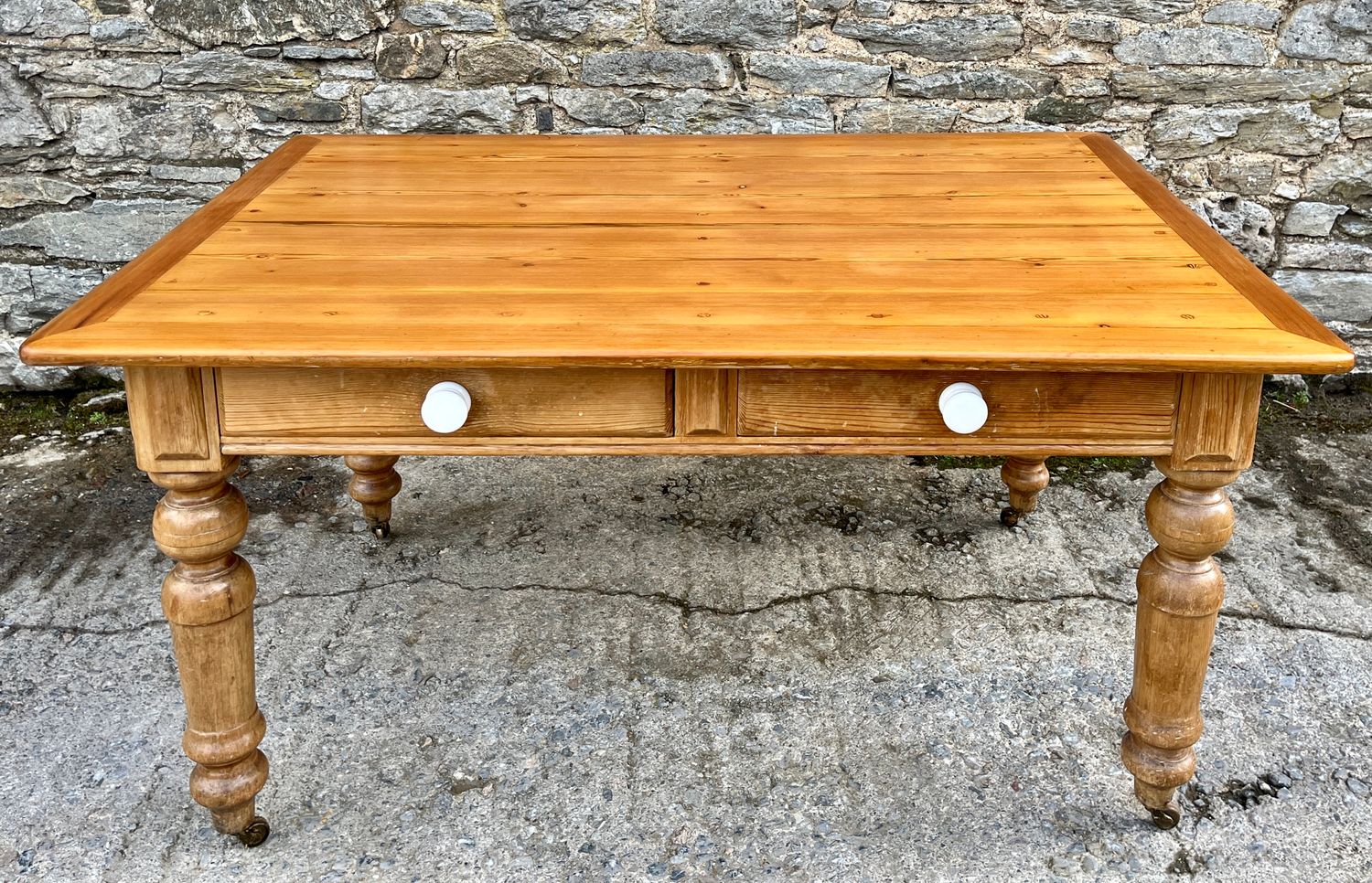 Large Victorian Pine Farmhouse Table