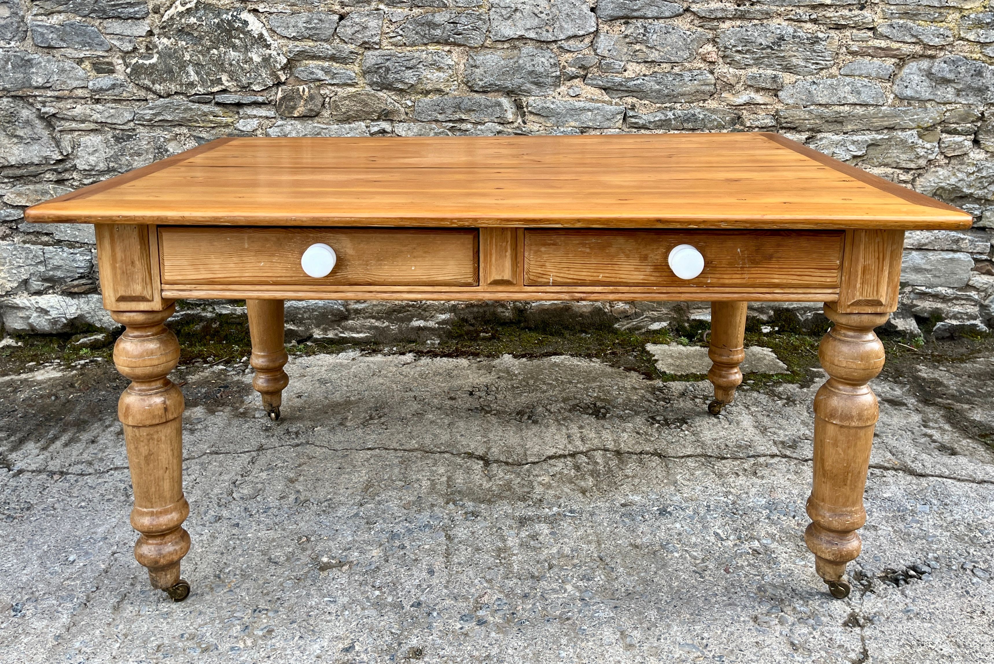 Large Victorian Pine Farmhouse Table