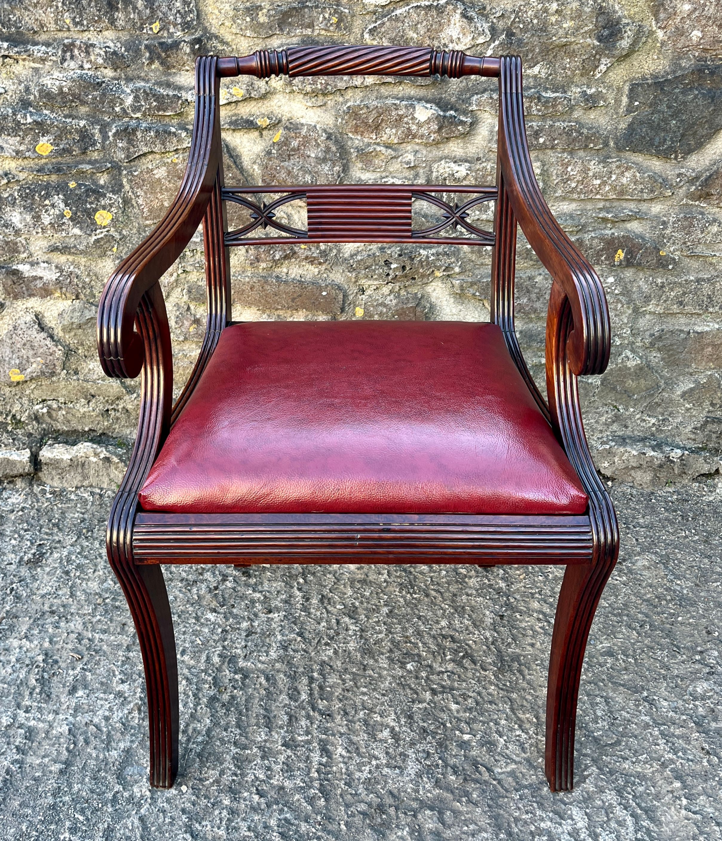 Regency Mahogany Scroll Arm Chair