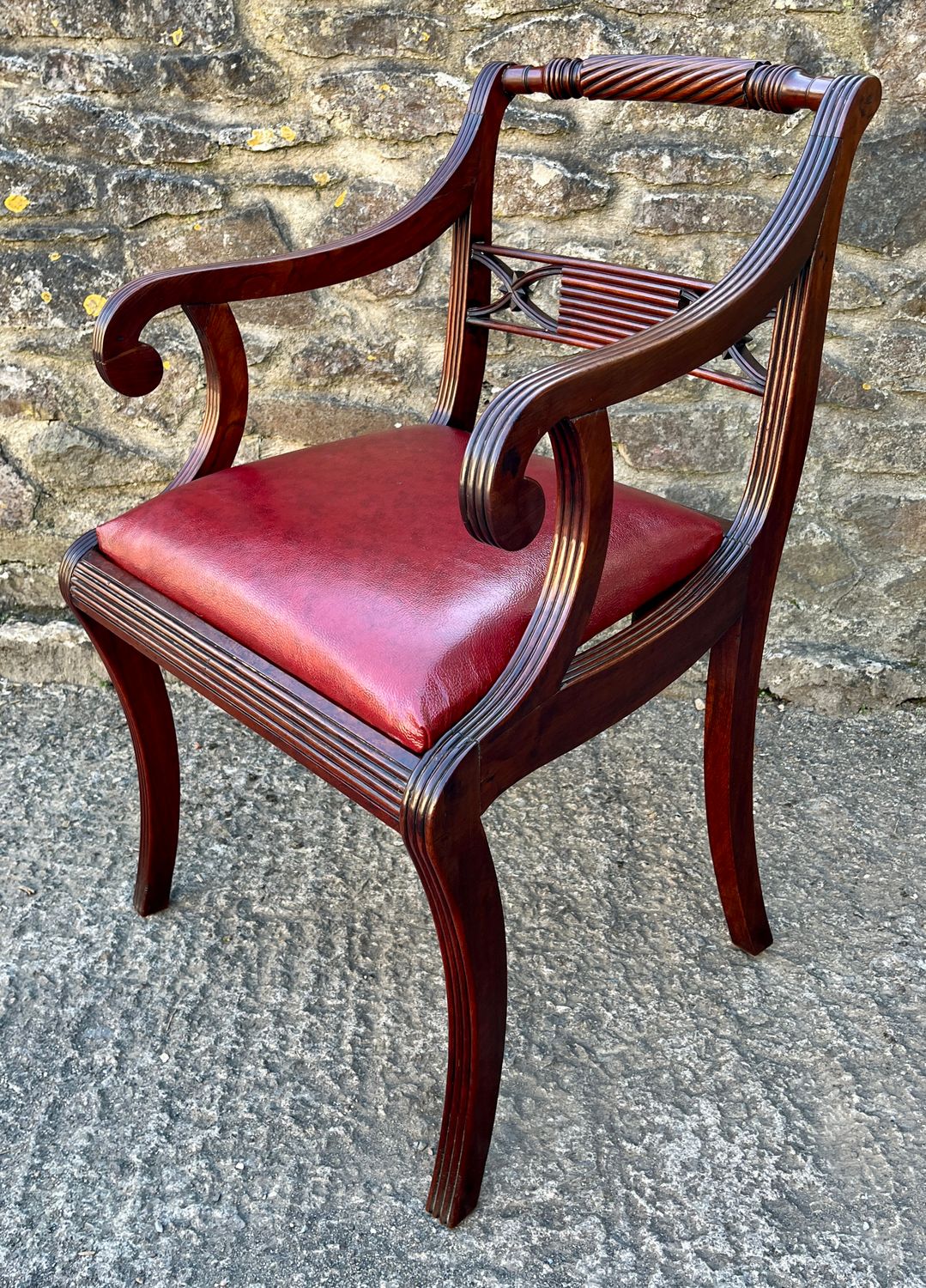 Regency Mahogany Scroll Arm Chair