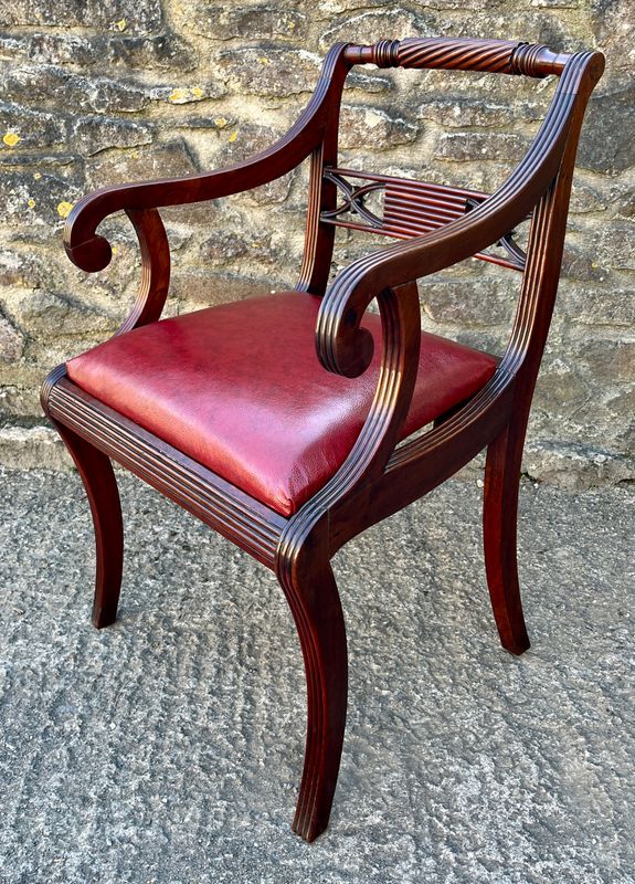 Regency Mahogany Scroll Arm Chair