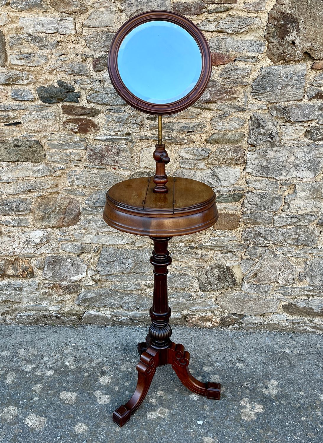 Antique Walnut Adjustable Shaving Mirror