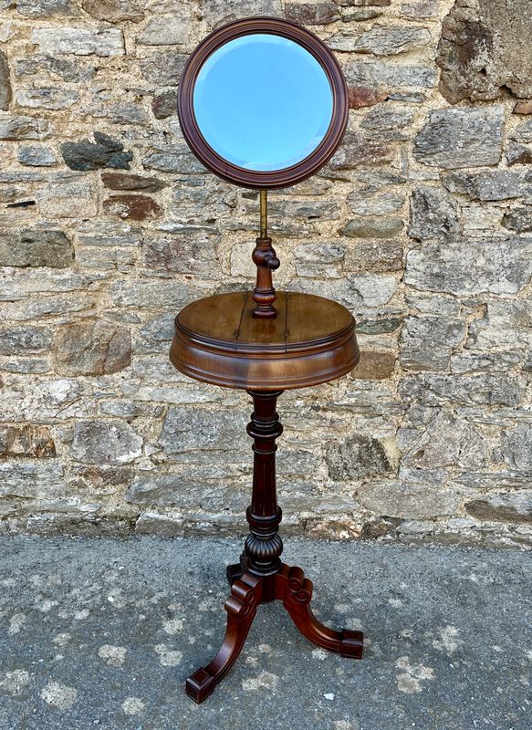 Antique Walnut Adjustable Shaving Mirror