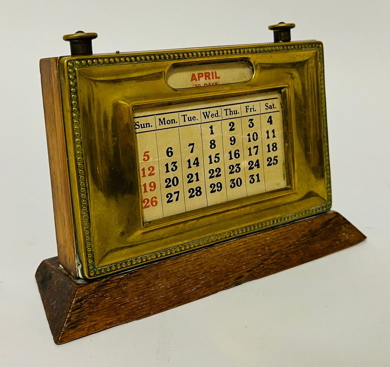 Antique Brass Perpetual Desk Calendar