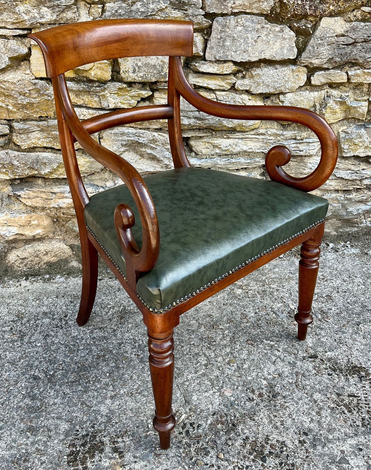Victorian Mahogany Scroll Arm Carver Chair