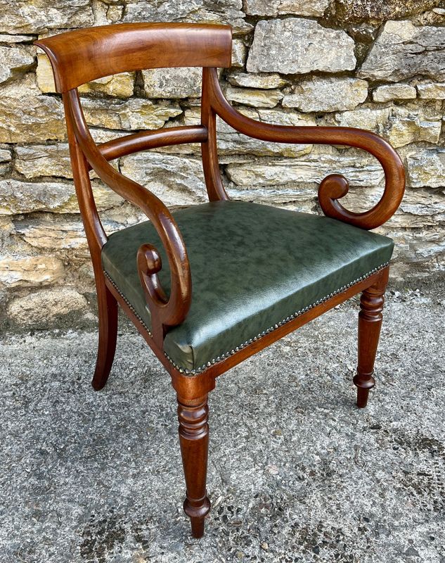 Victorian Mahogany Scroll Arm Carver Chair