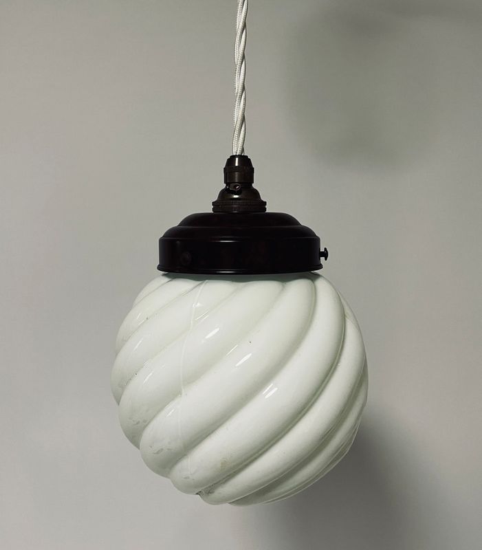 Art Deco Opaline Pendant with Bakelite Gallery