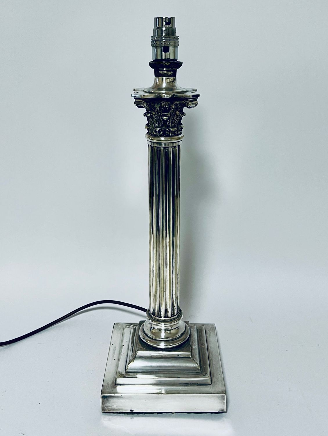Victorian Silver Plated Corinthian Column Lamp