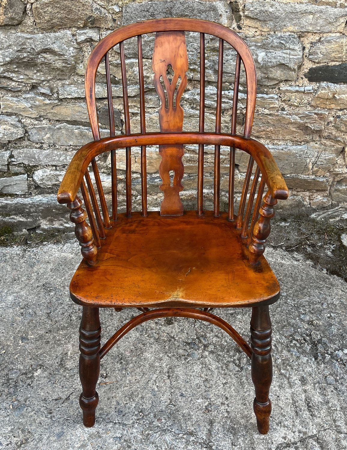 Small Antique Windsor Chair with Crinoline Stretcher