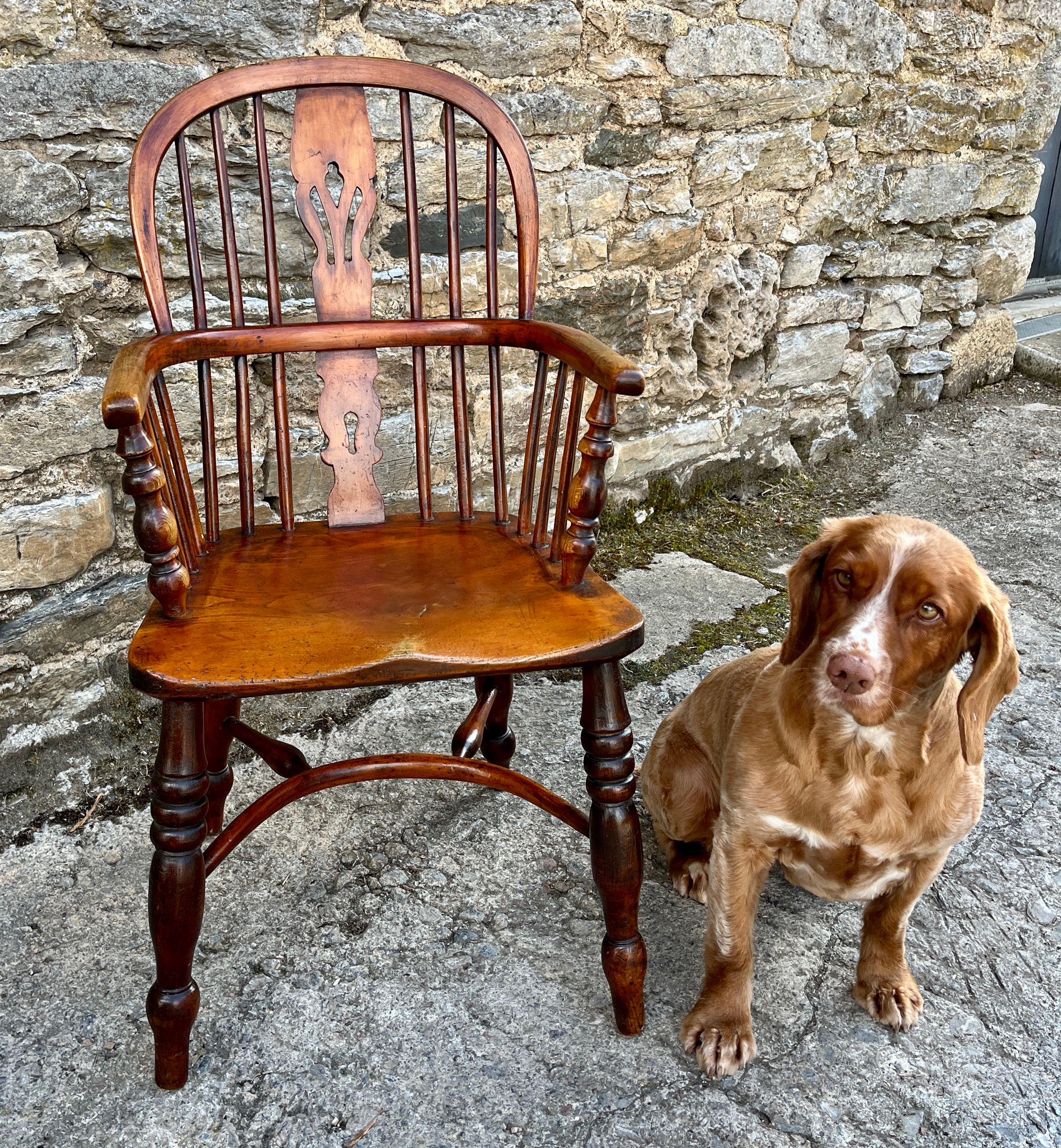 Small Antique Windsor Chair with Crinoline Stretcher