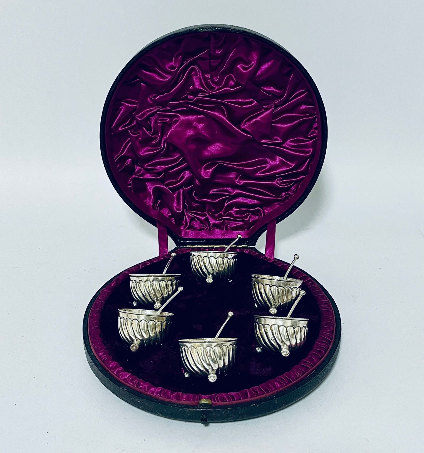 Set of 6 Victorian Silver Salts and Spoons Set of 6 Victorian Silver Salts and Spoons