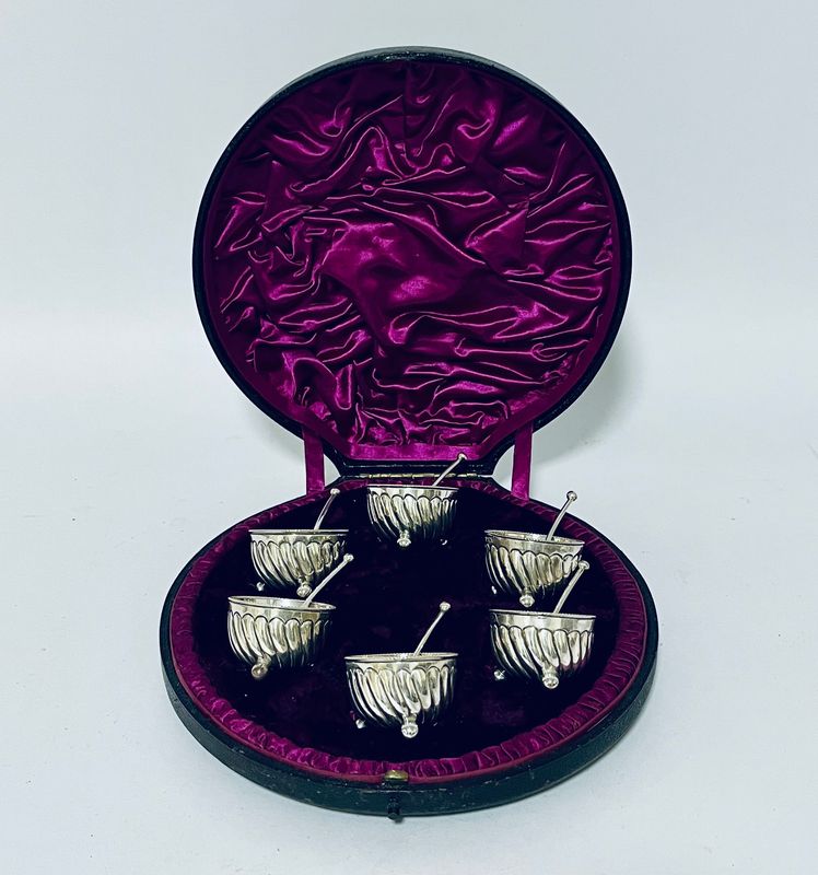 Set of 6 Victorian Silver Salts and Spoons