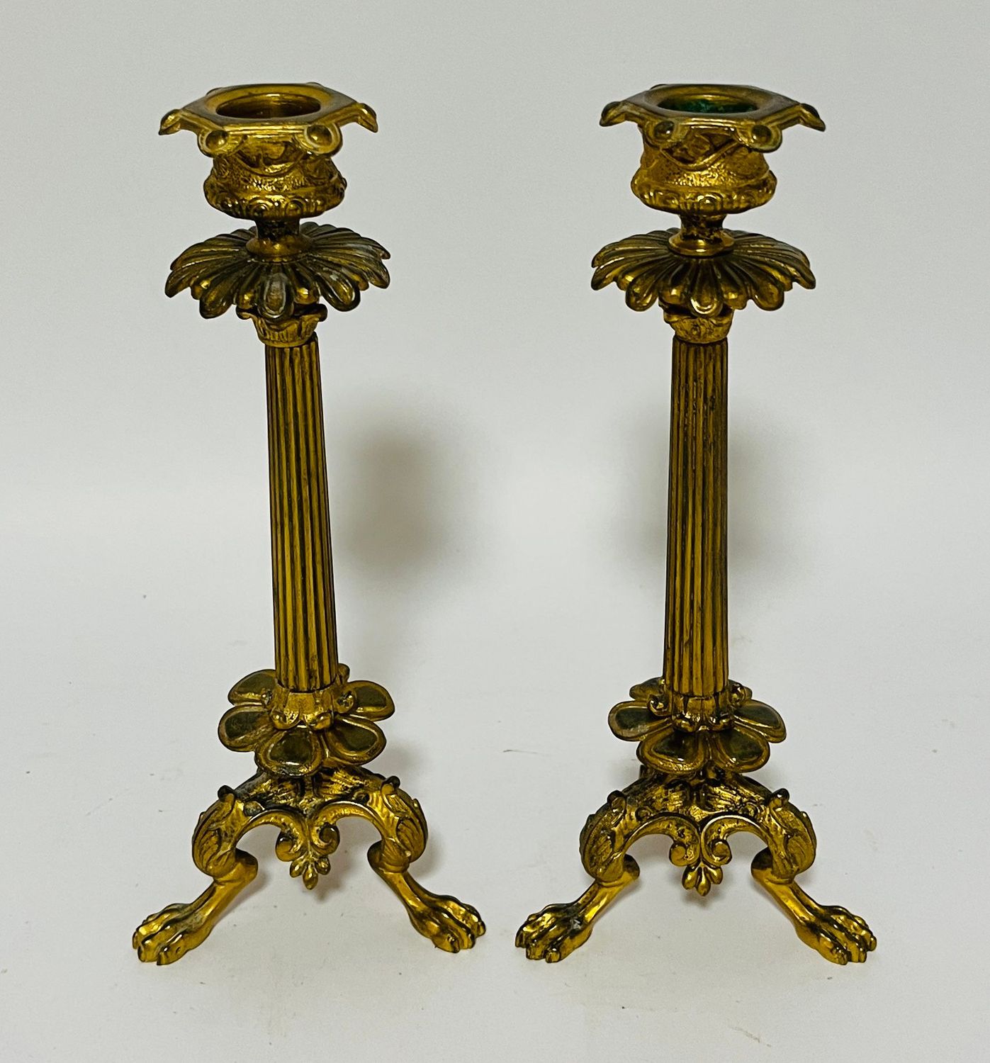 Pair of Antique French Gilt Candlesticks