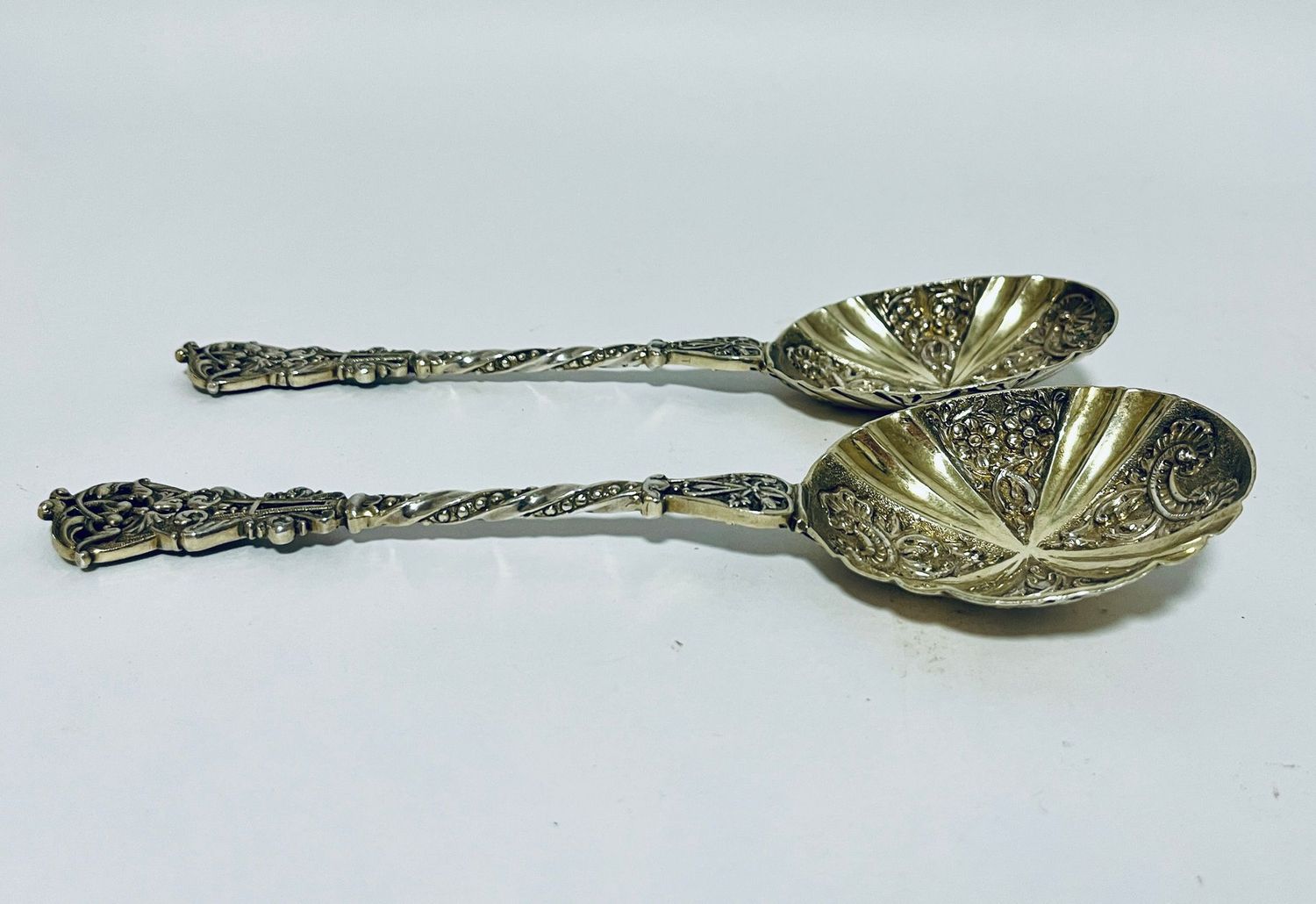 Pair of Large Ornate Victorian Spoons Pair of Large Ornate Victorian Spoons