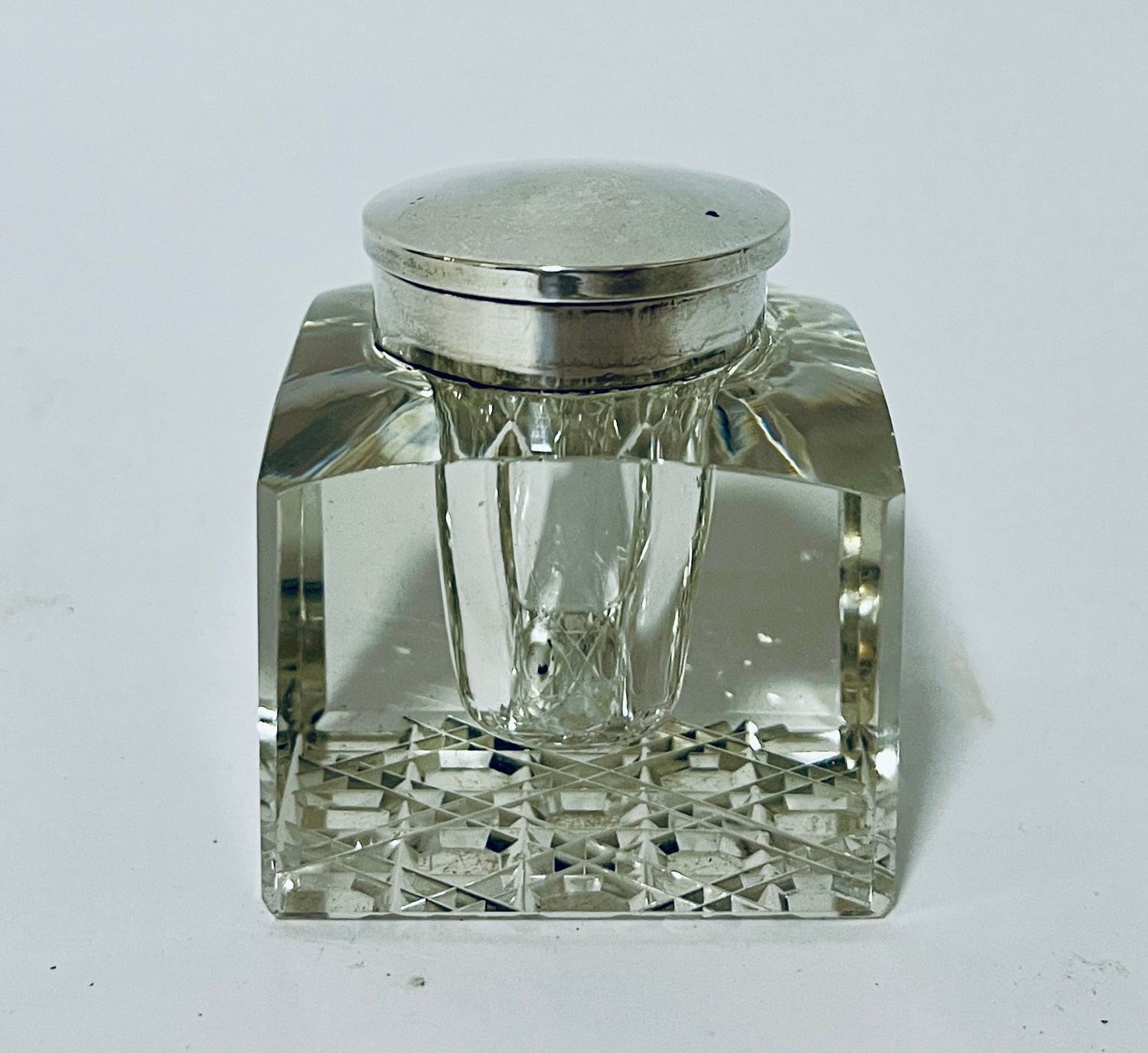 Edwardian Silver Topped Inkwell Edwardian Silver Topped Inkwell