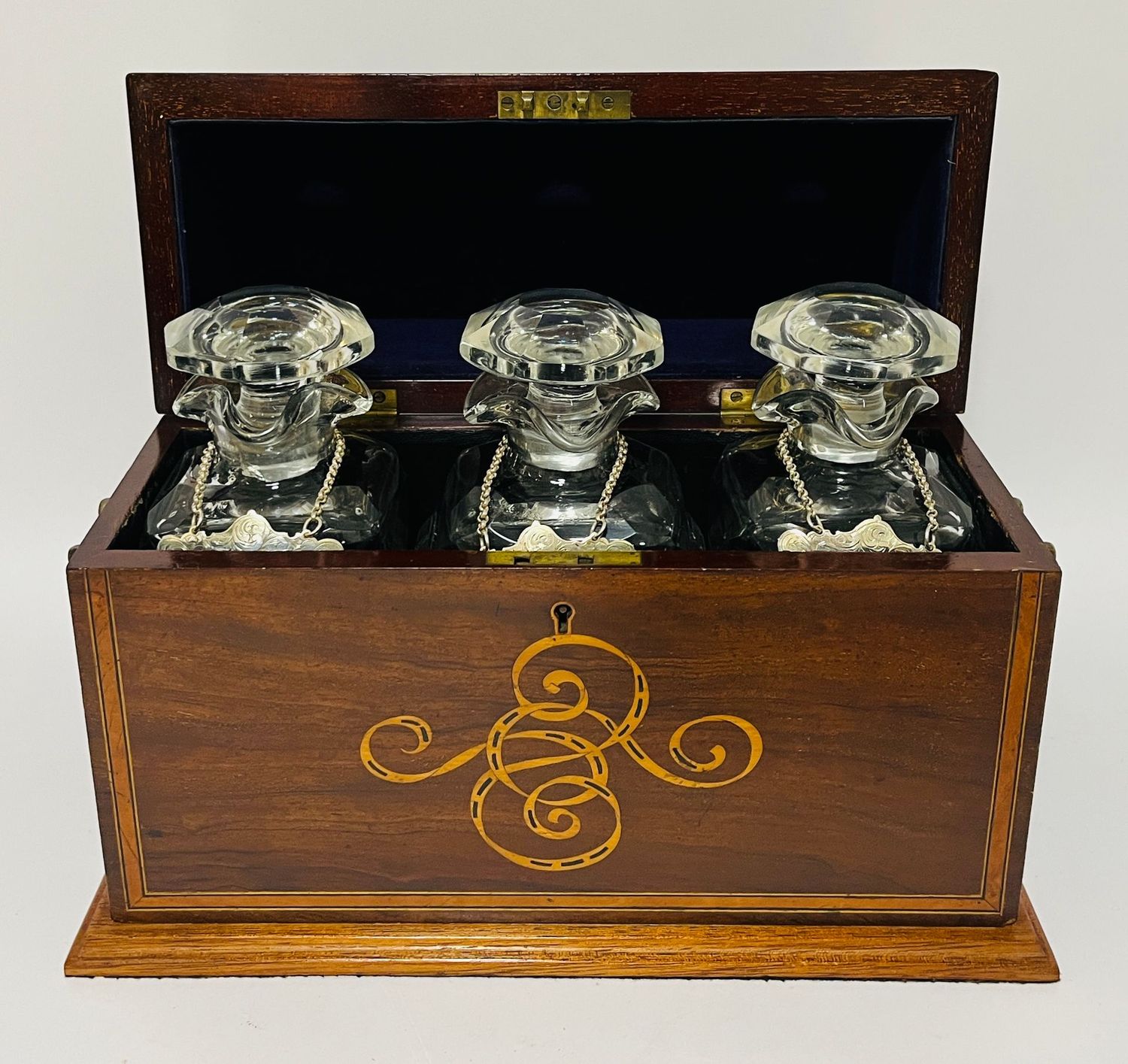 Edwardian Mahogany Inlaid Tantalus Edwardian Mahogany Inlaid Tantalus