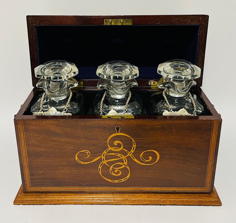 Edwardian Mahogany Inlaid Tantalus