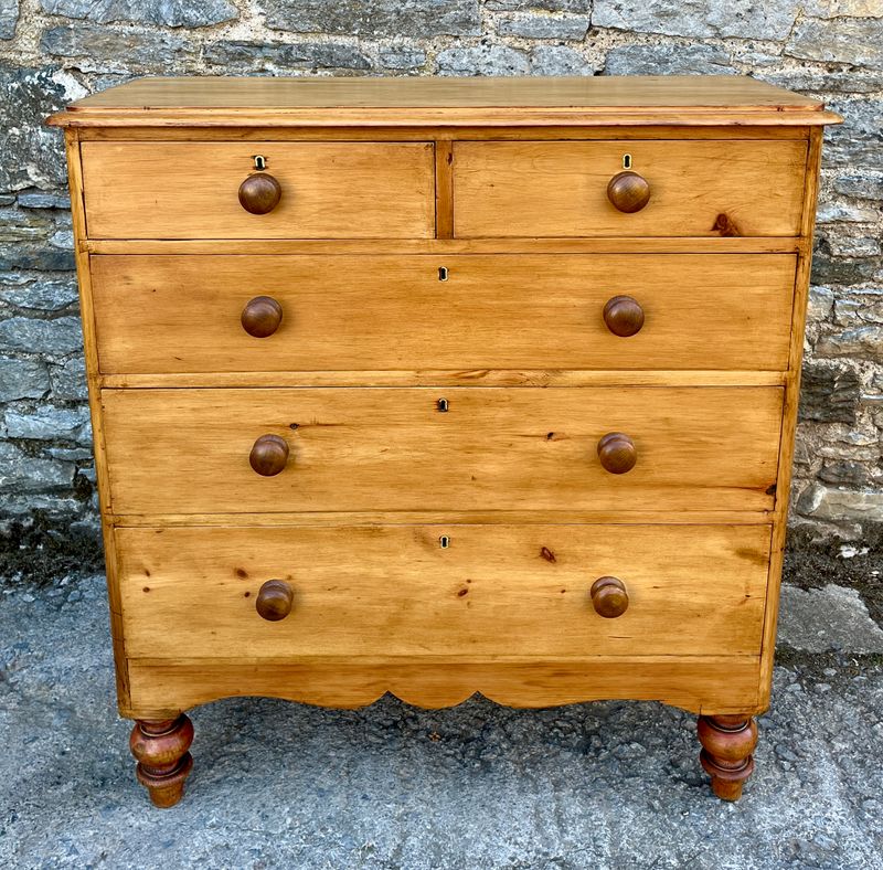 Large Victorian Stripped Pine Chest of Drawers