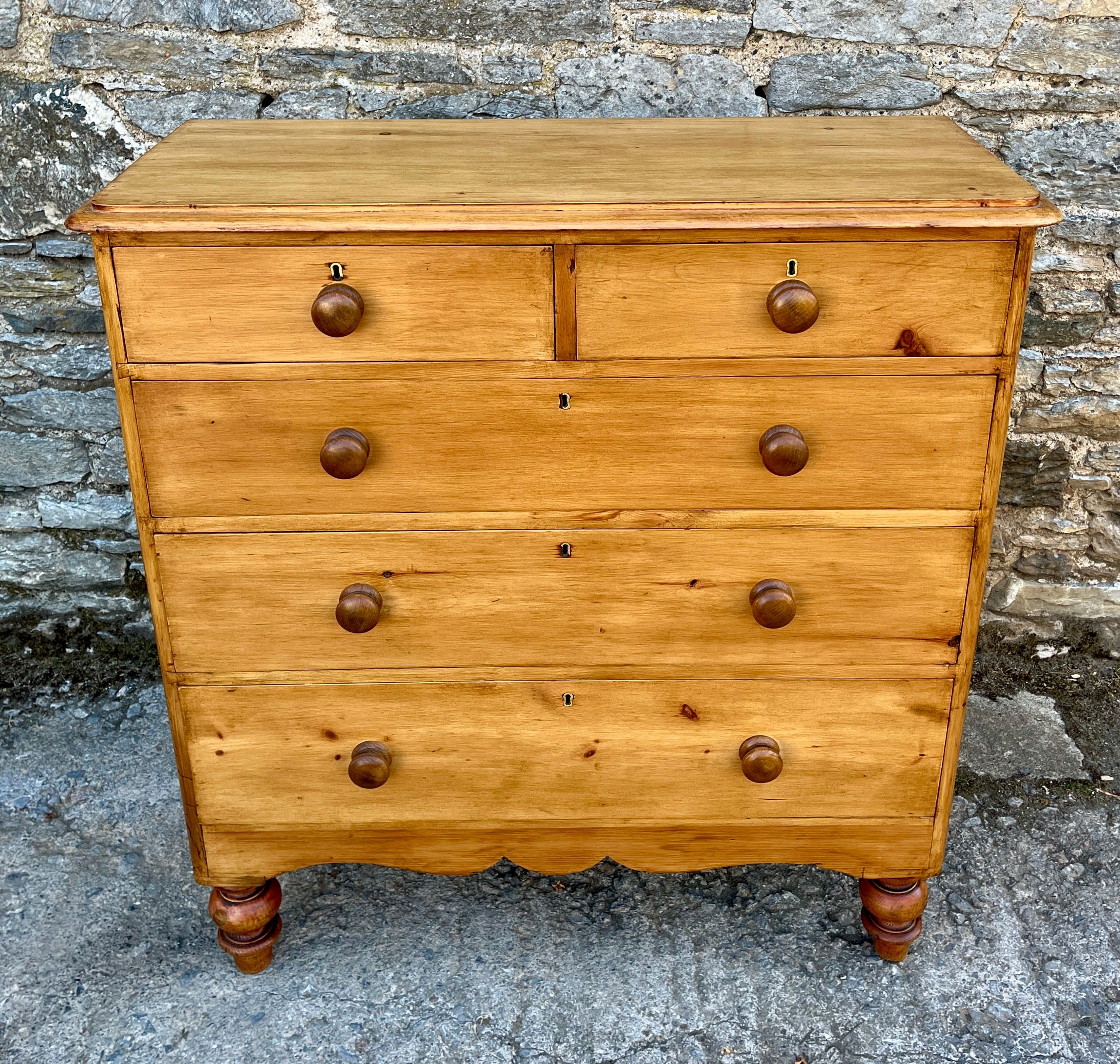 Large Victorian Stripped Pine Chest of Drawers