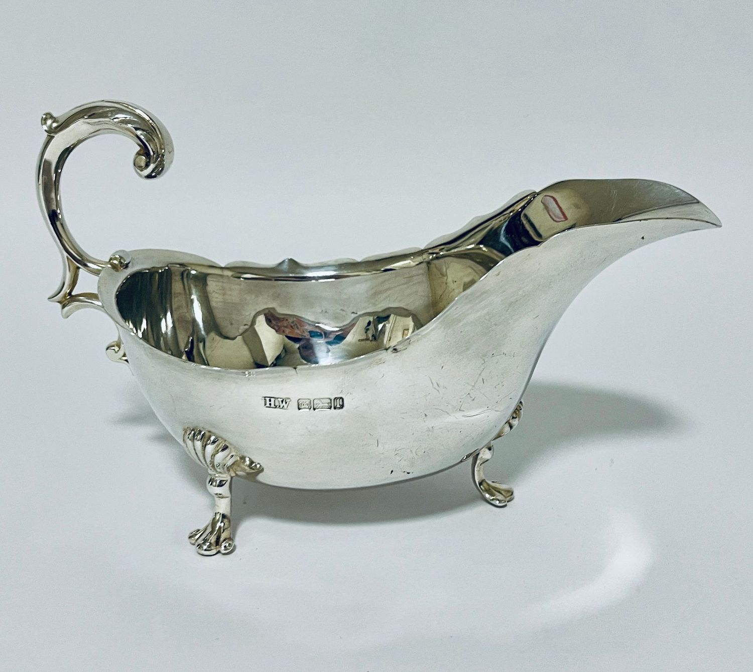 Large Antique Silver Sauce Boat