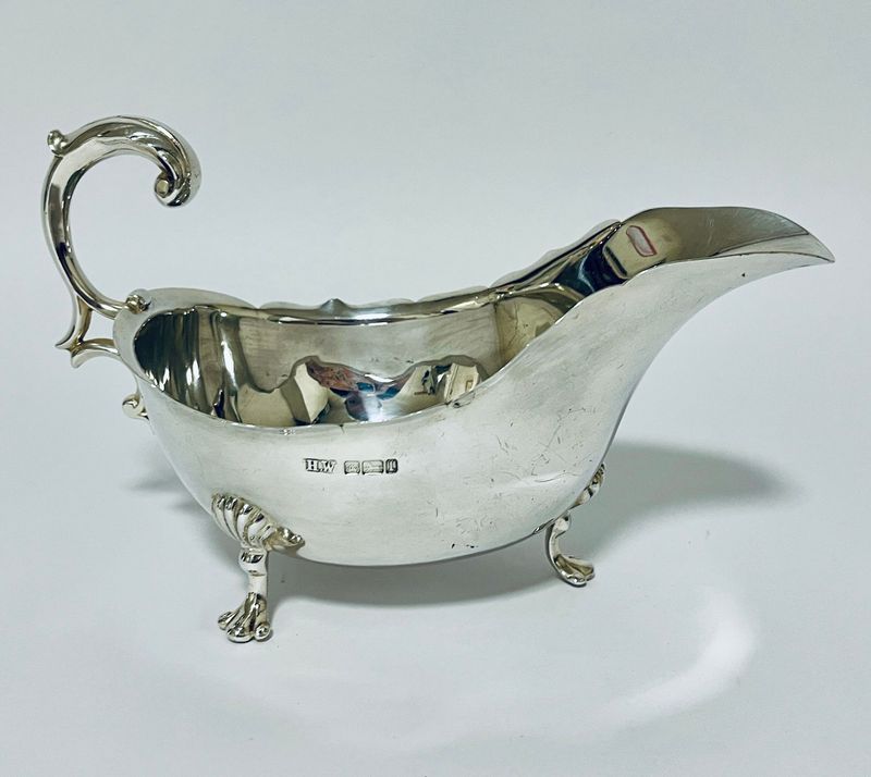 Large Antique Silver Sauce Boat