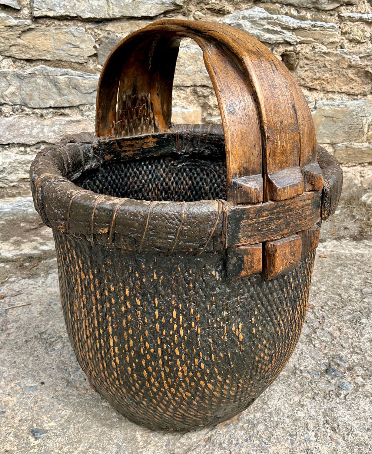 Antique Hand Woven Chinese Rice Basket