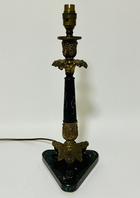 Antique French Empire Gilt and Marble Table Lamp