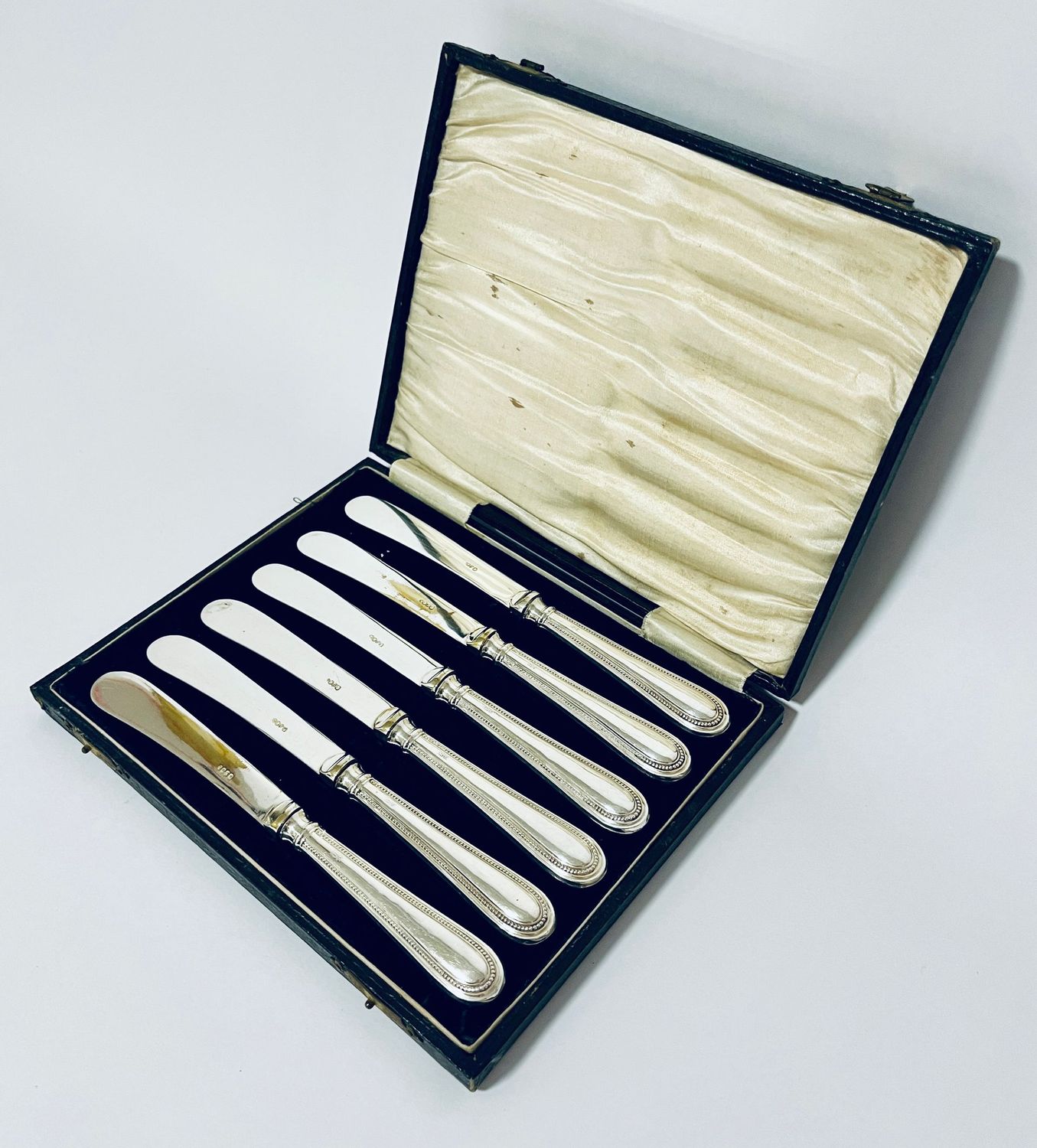 Set of 6 Antique Silver Handled Butter Knives