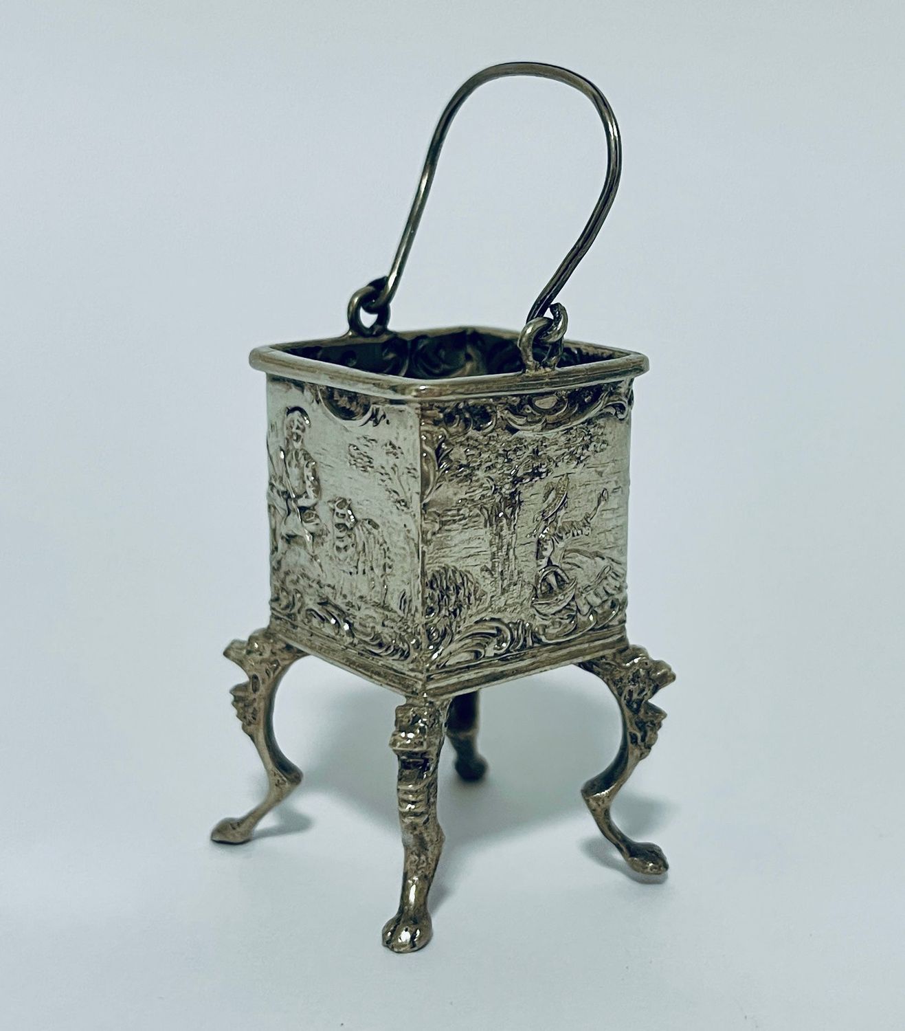 Antique Continental Miniature Silver Caddy
