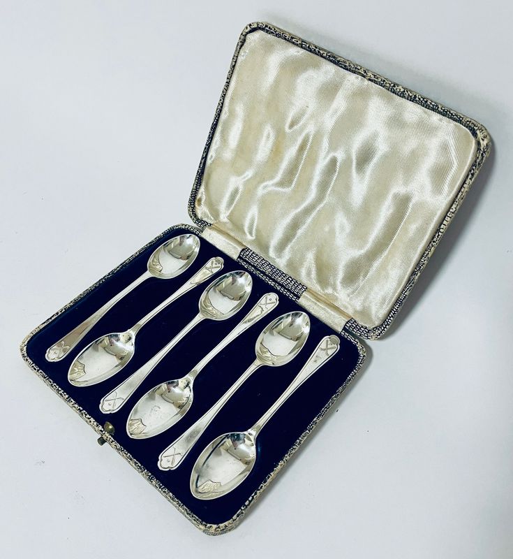 Set of 6 Antique Silver Golf Spoons