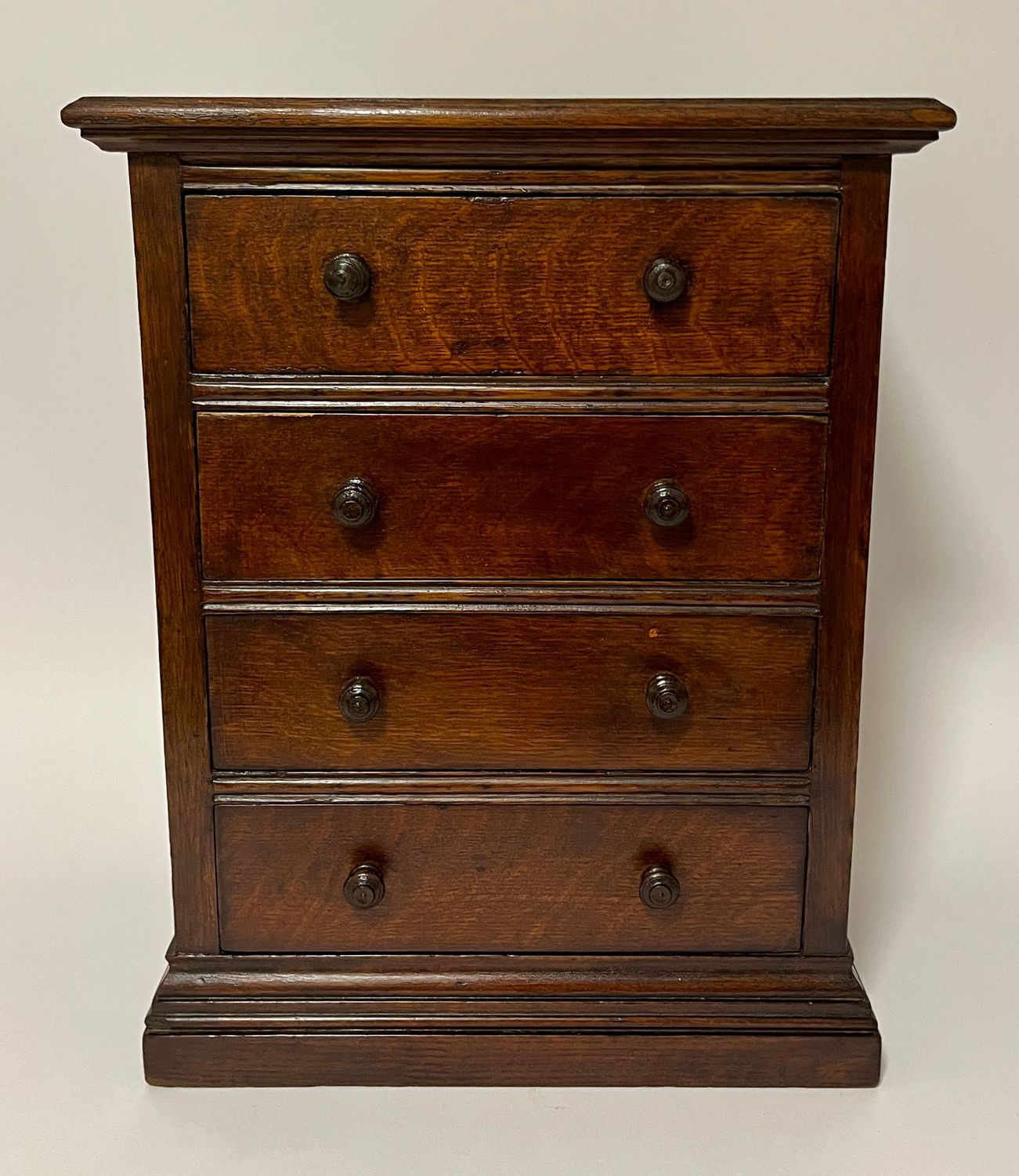Antique Miniature Oak Tabletop Chest of Drawers