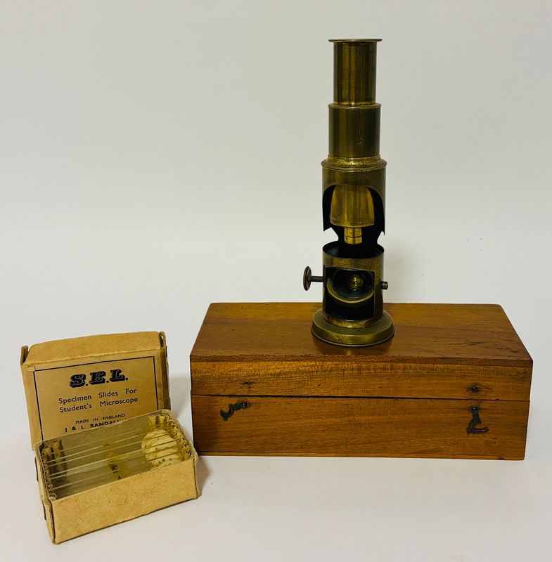 Antique Student Microscope and Slides