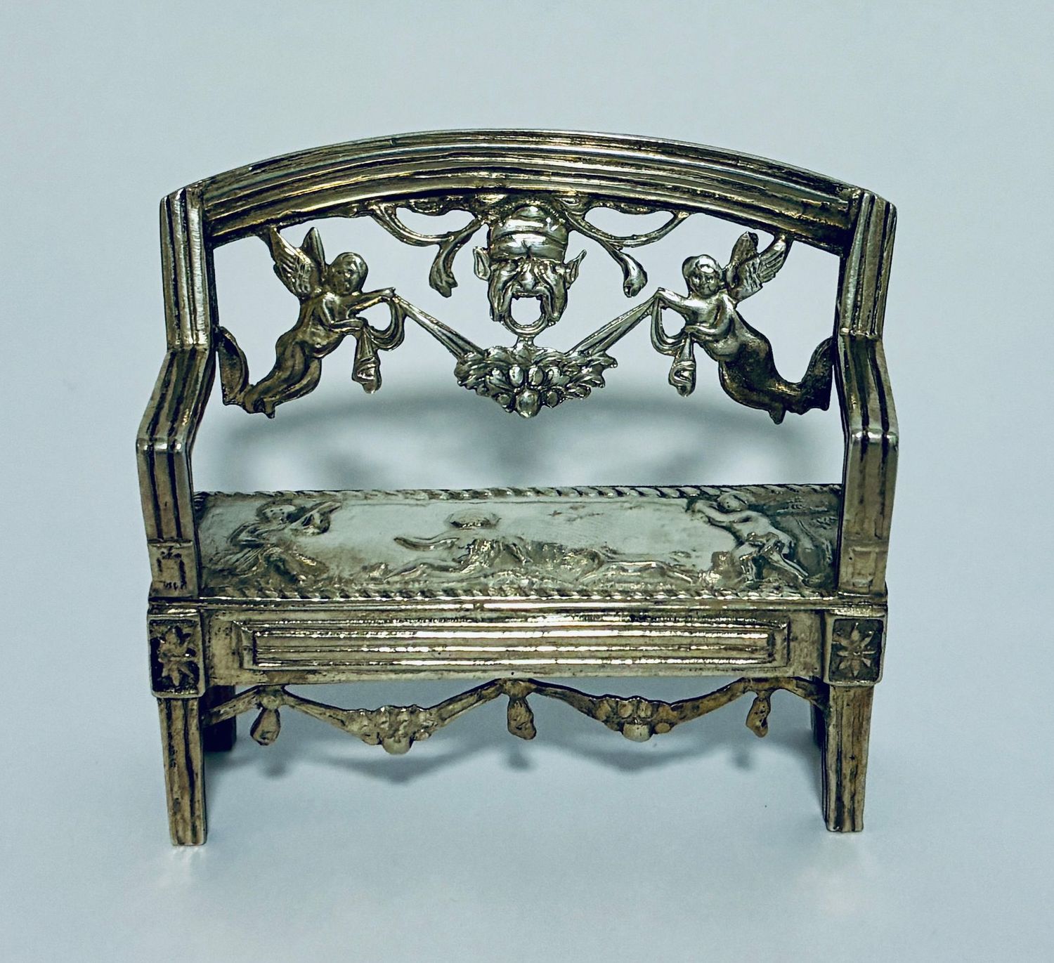 Antique Miniature Silver Bench