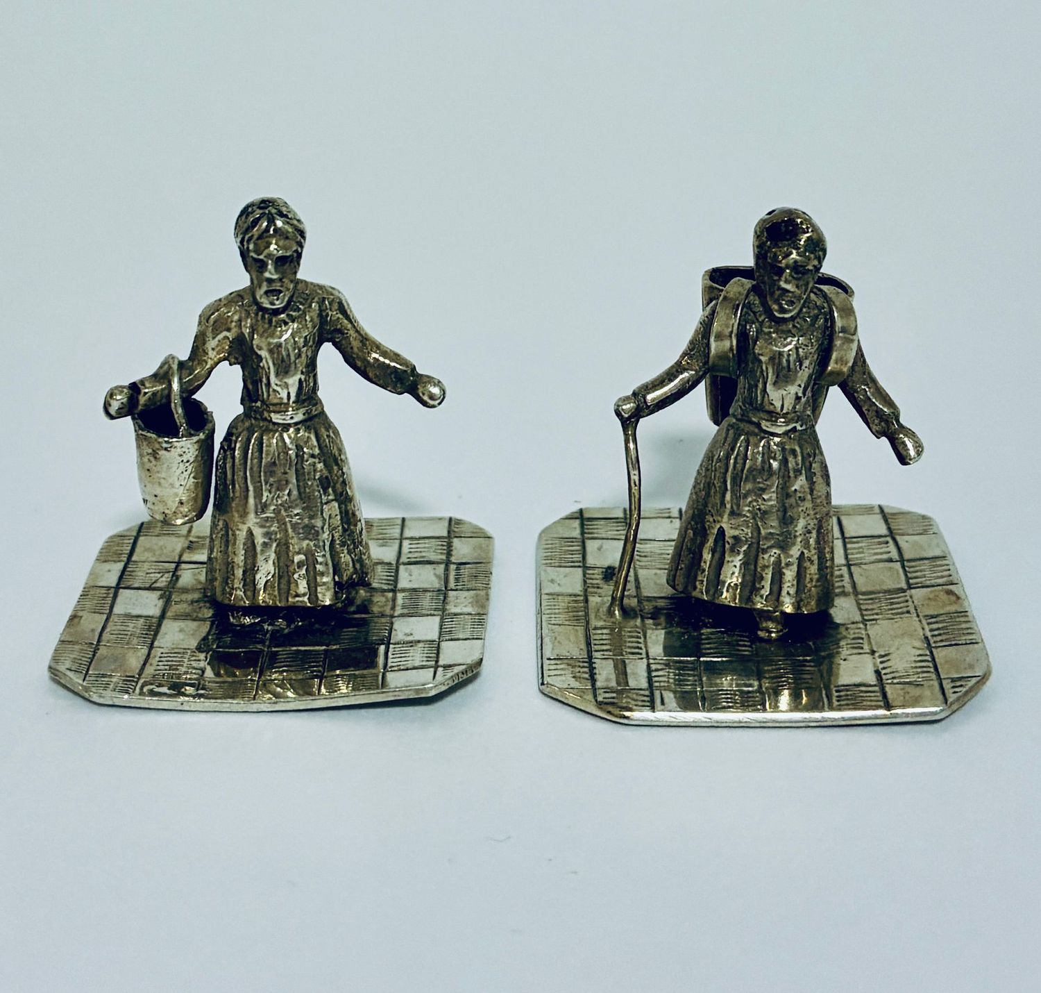 Pair Miniature Silver Continental Figures