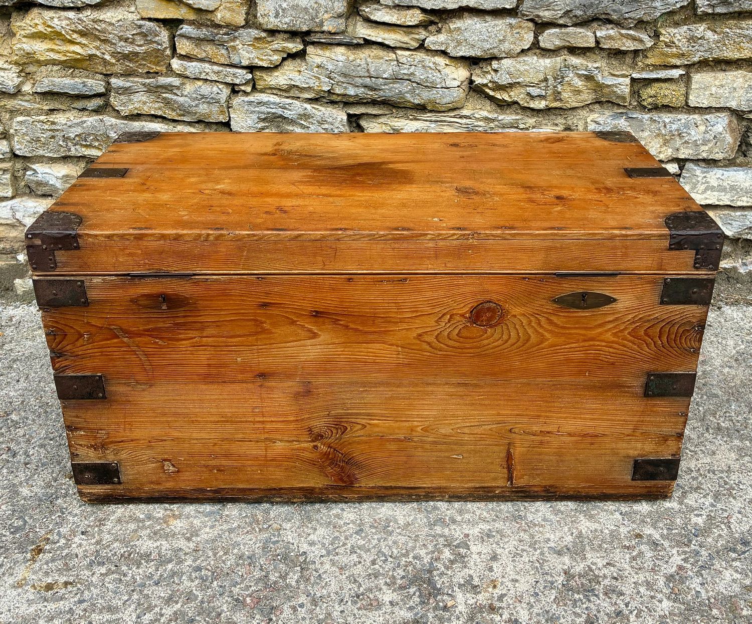 Antique Pine Zinc Lined Campaign Trunk