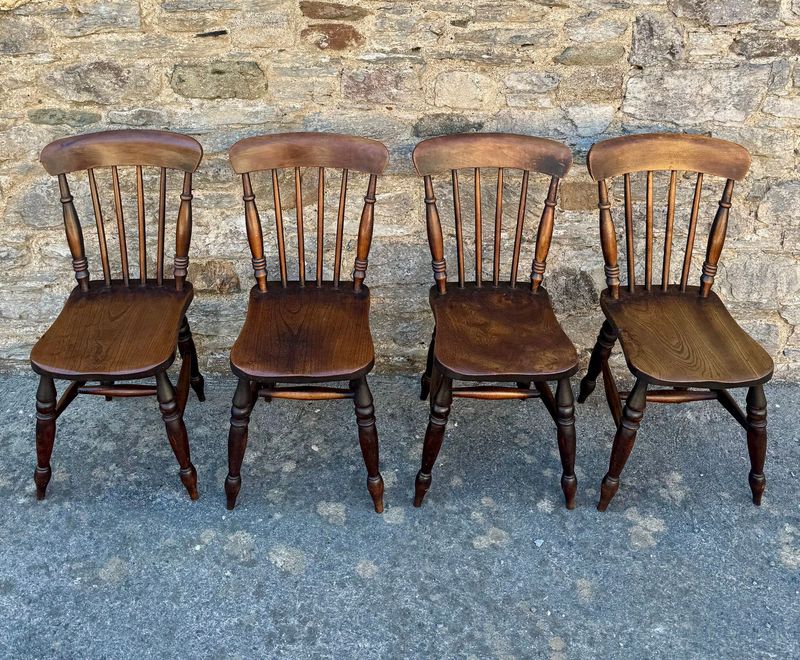 Set of 4 Victorian Elm Kitchen Chairs